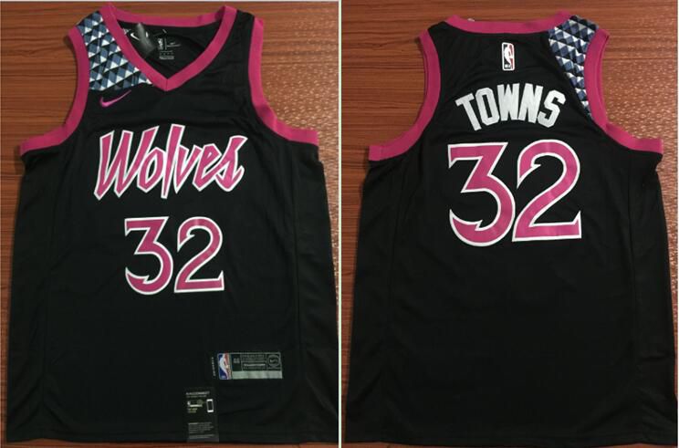 Men Minnesota Timberwolves #32 Towns Black City Edition Nike Game NBA Jerseys->minnesota timberwolves->NBA Jersey